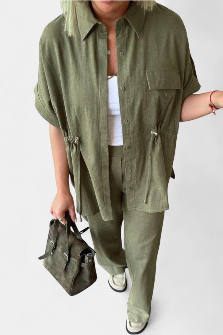 Lani Completo Relaxed di Camicia e Pantaloni in Cotone e Lino