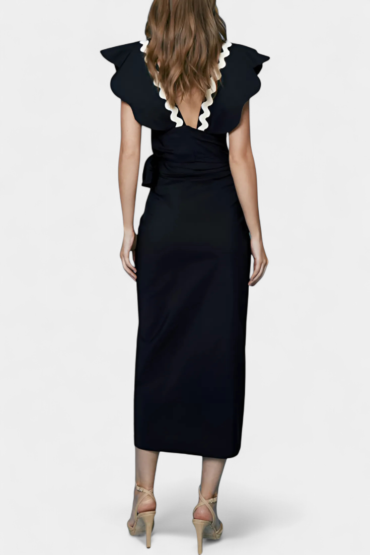 Top Elegante Fabiana con Volants e Cuciture a Contrasto