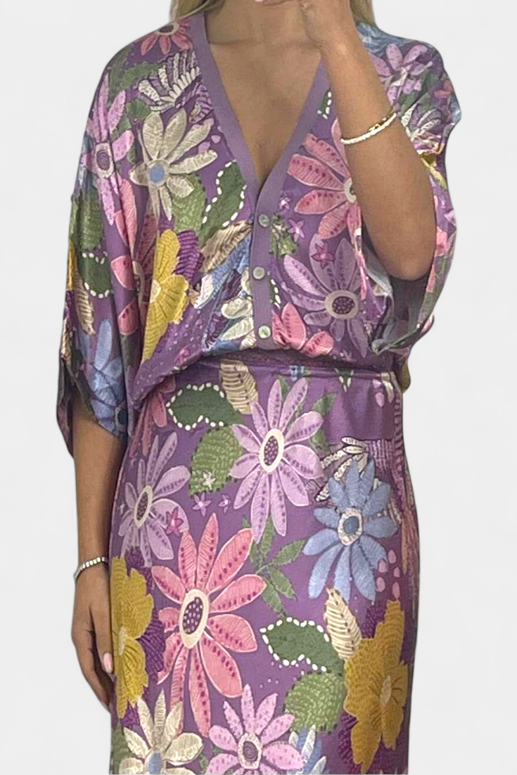 Shae Completo Morbido con Blusa e Gonna a Coda di Pesce Floreale