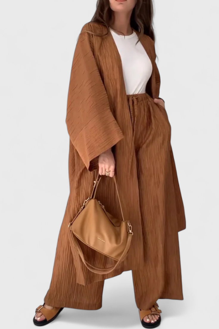 Caspian Set Relaxato di Due Pezzi con Kimono Lungo