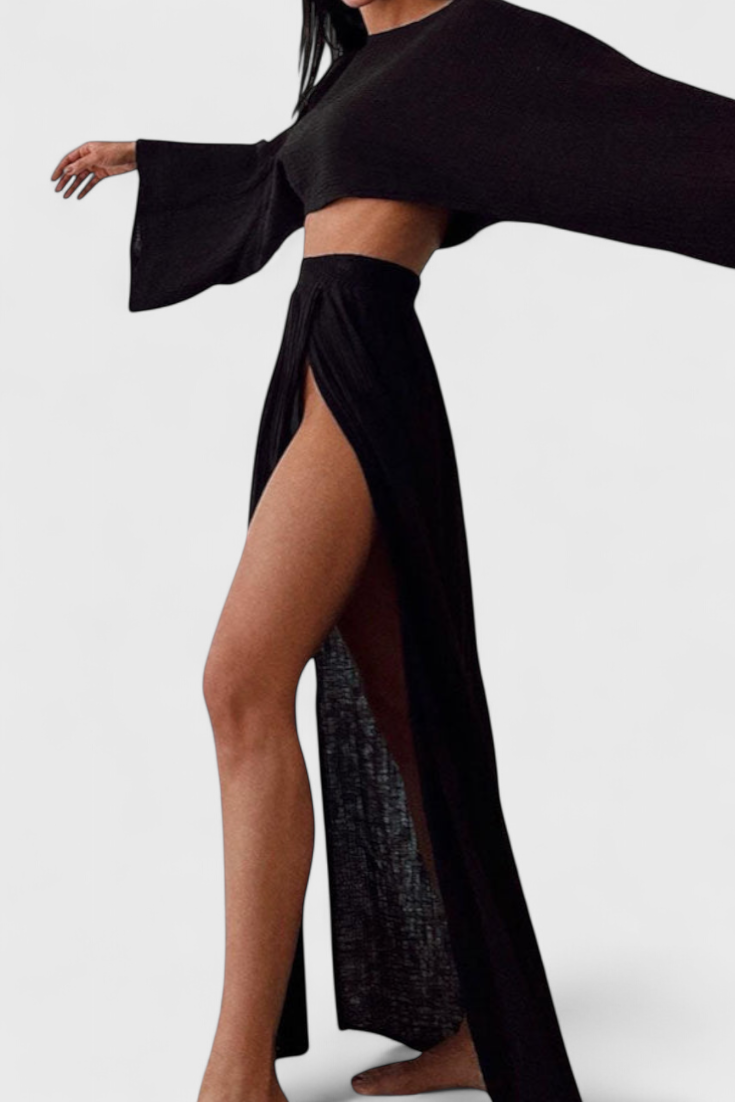 Martha Completo di Due Pezzi con Gonna a Spacco Alto