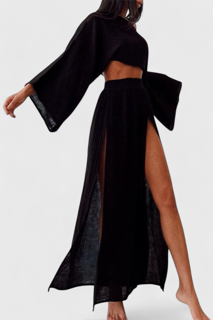 Martha Completo di Due Pezzi con Gonna a Spacco Alto