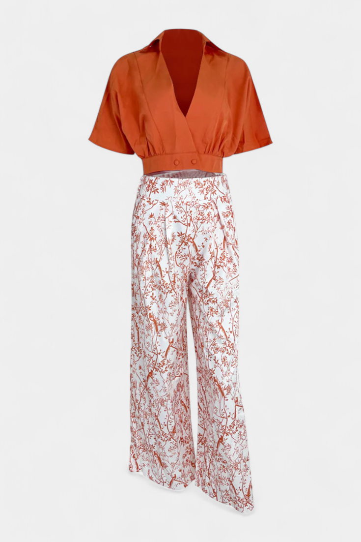 Completo Boho con Collo a V e Gamba Larga