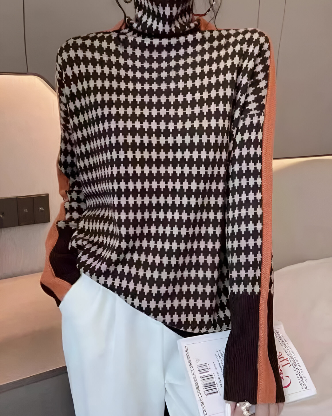 Gabrielle | Maglione Motivo Diamante con Collo Alto