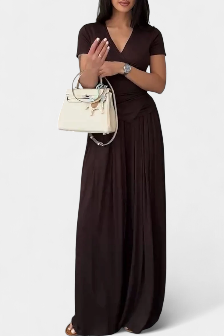 Ruslana Completo Comodo di Due Pezzi con Scollatura a V Incrociata