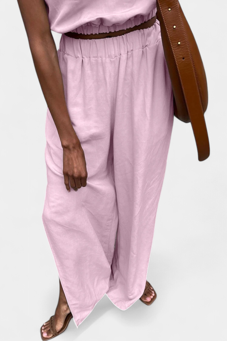 Portia Set in Cotone e Lino con Apertura Laterale