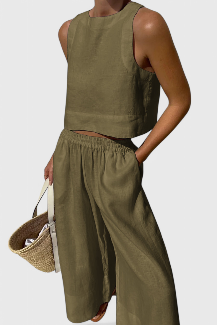 Avelina Conjunto Minimalista in Cotone e Lino Leggero