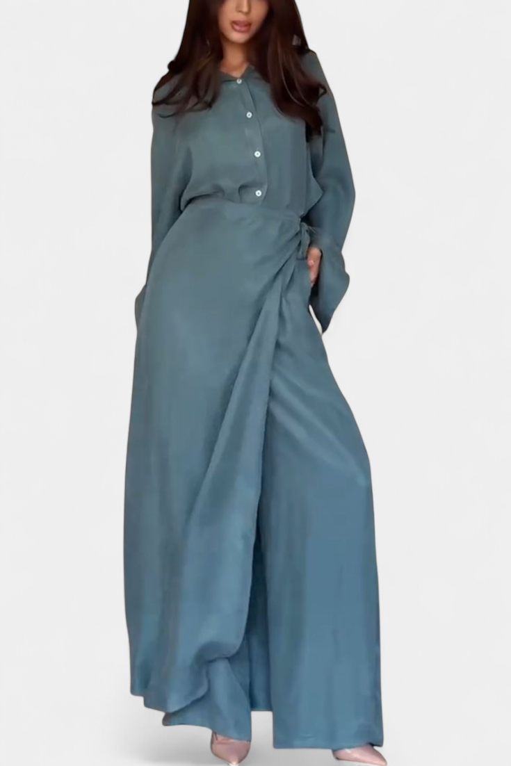 Marisol Completo Casual con Camicia Larga e Pantaloni Gonna