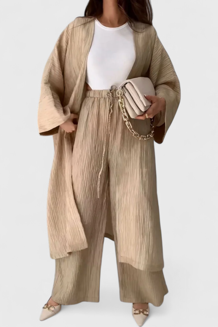 Caspian Set Relaxato di Due Pezzi con Kimono Lungo