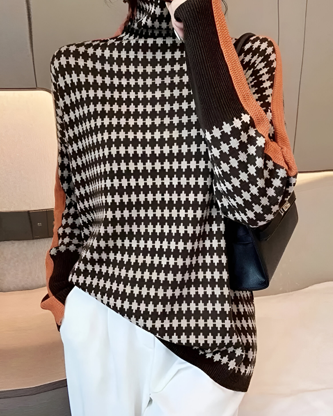 Gabrielle | Maglione Motivo Diamante con Collo Alto