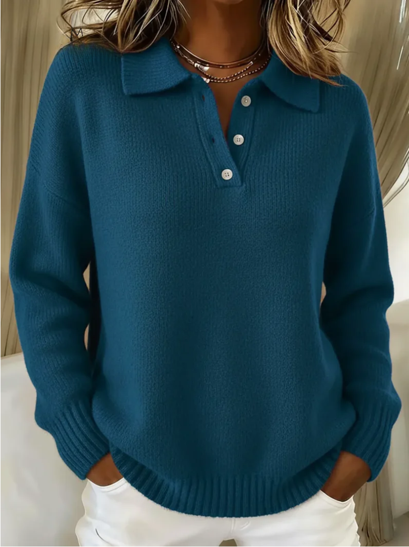 Claudine | Pullover Polo Raffinato in Maglia Morbida