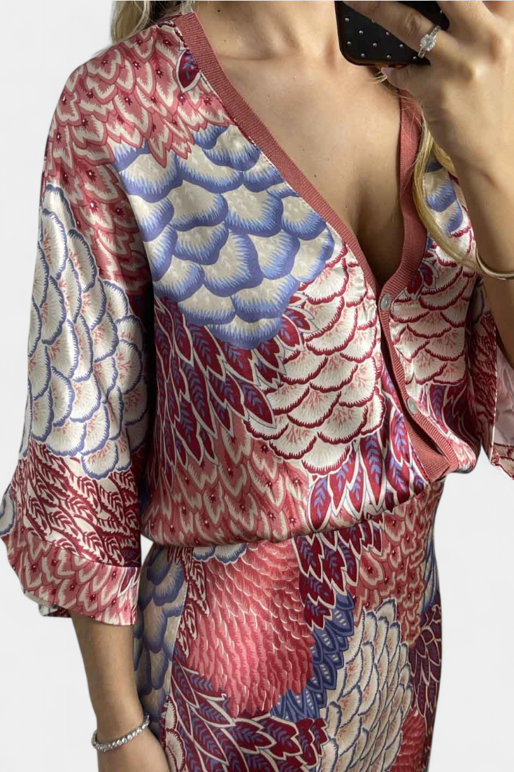 Shae Completo Morbido con Blusa e Gonna a Coda di Pesce Floreale