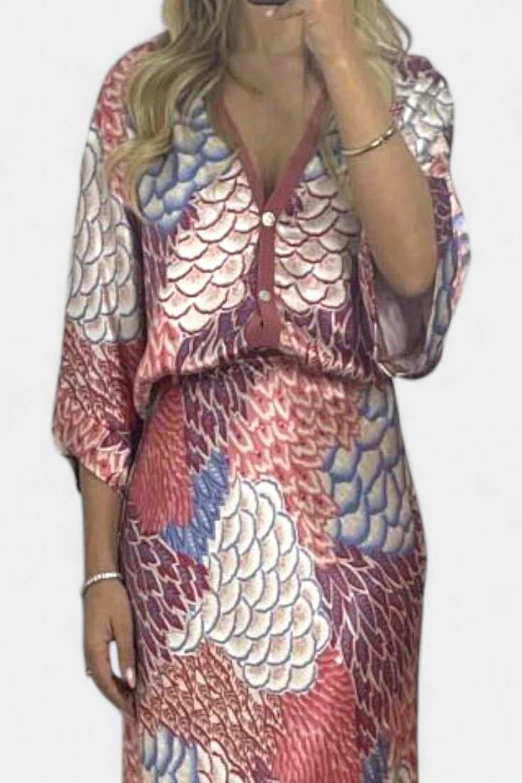 Shae Completo Morbido con Blusa e Gonna a Coda di Pesce Floreale