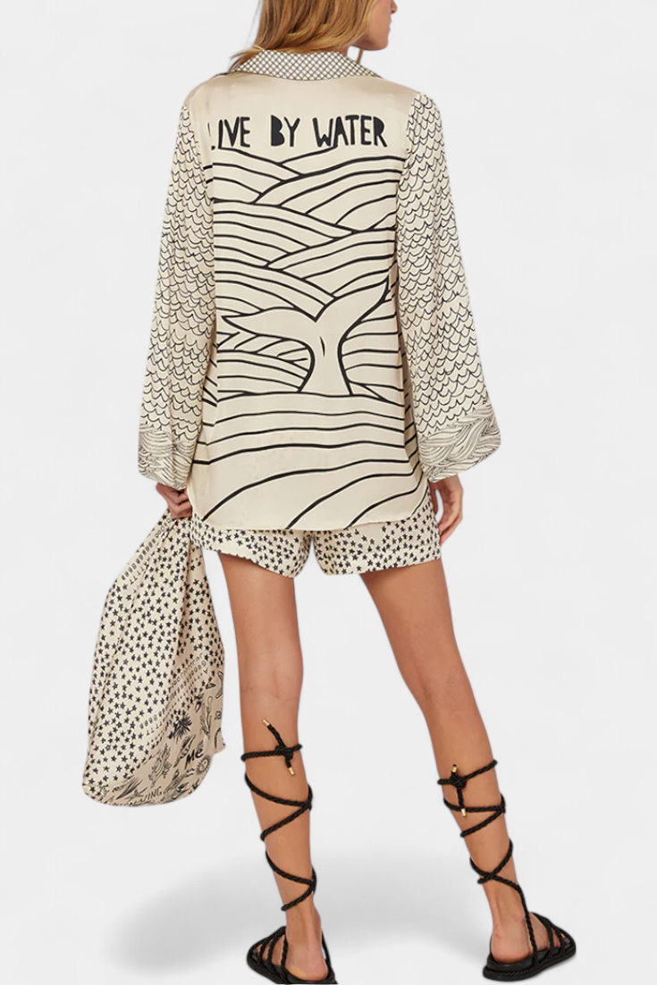 Amalia Completo Camicetta Stampata con Pantaloni Corti Elasticizzati