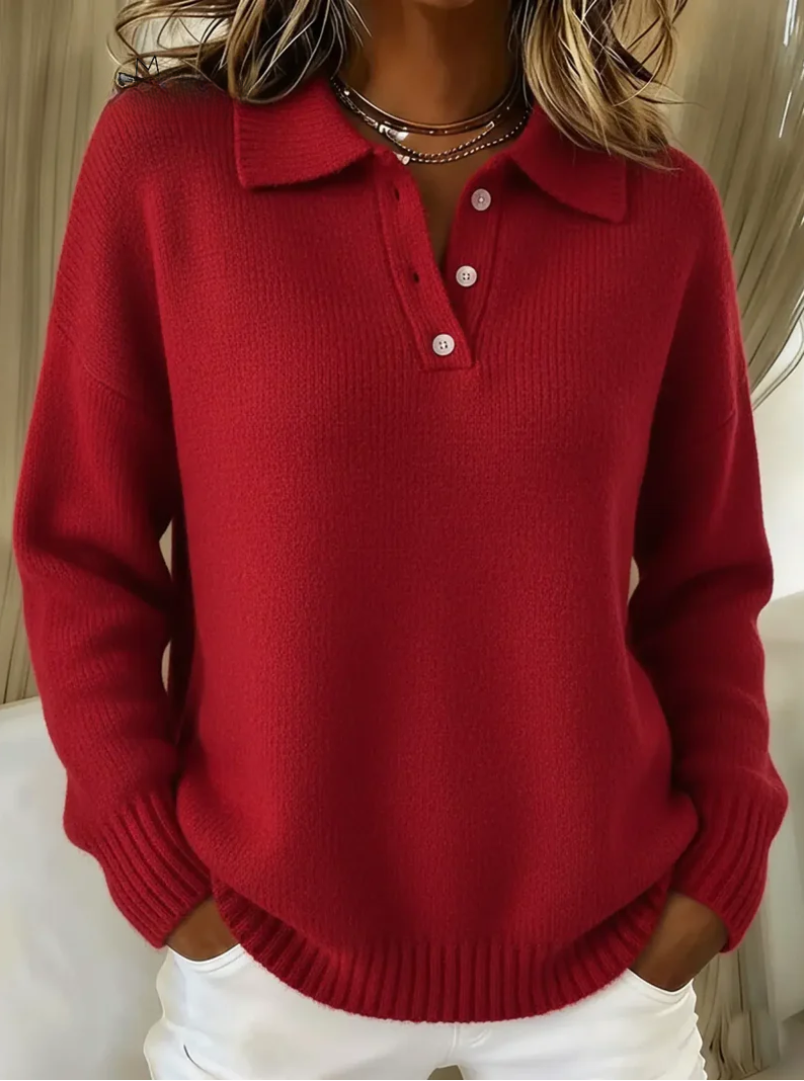 Claudine | Pullover Polo Raffinato in Maglia Morbida
