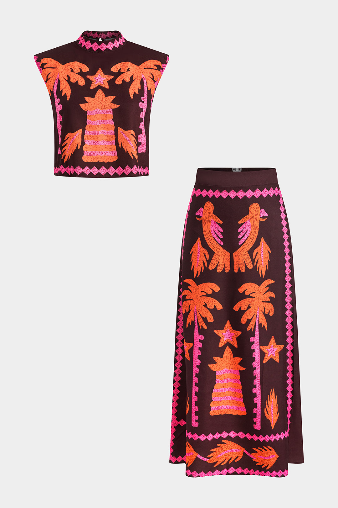 Sloan Set di Top e Gonna Corto Palma di Cocco