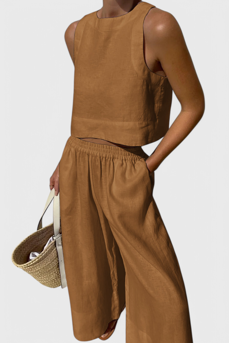 Avelina Conjunto Minimalista in Cotone e Lino Leggero