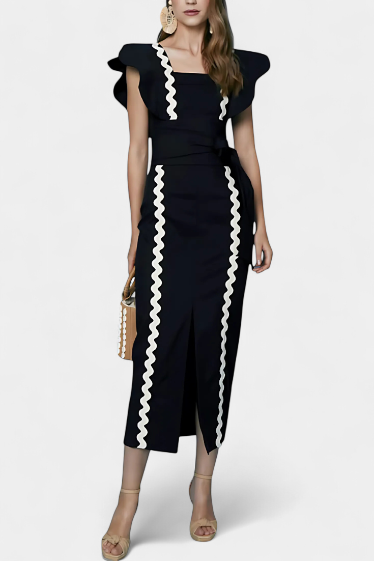 Top Elegante Fabiana con Volants e Cuciture a Contrasto