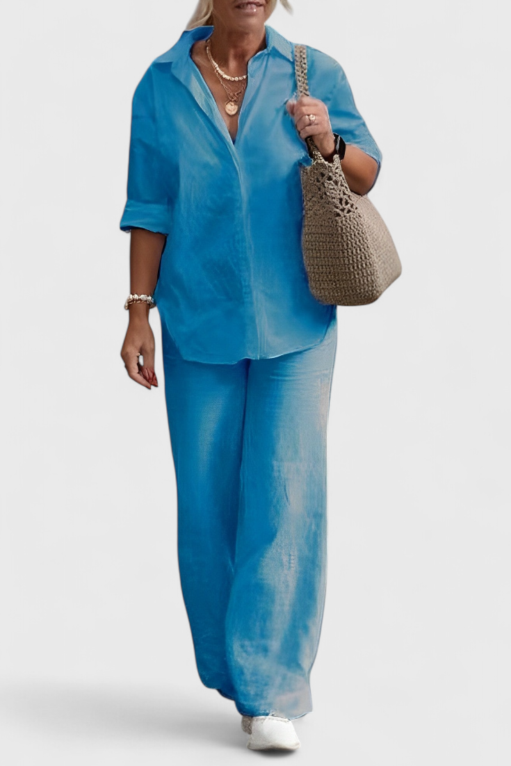 Skye Set di Due Pezzi in Lino e Cotone con Silhouette Relaxed