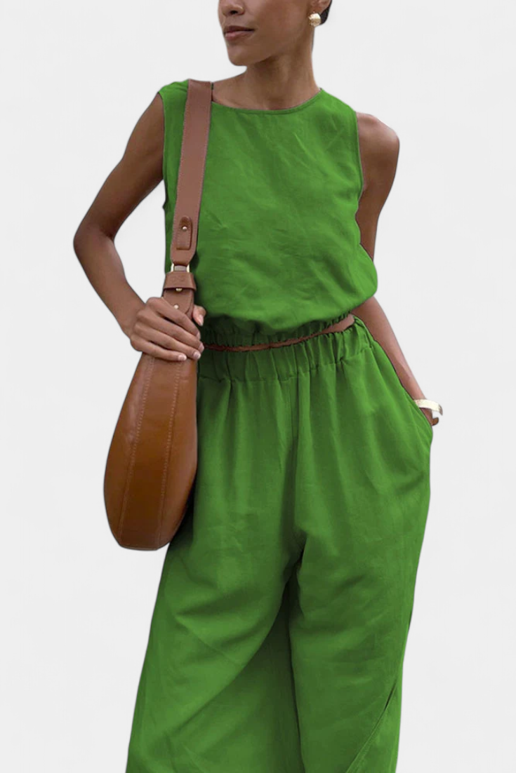 Portia Set in Cotone e Lino con Apertura Laterale