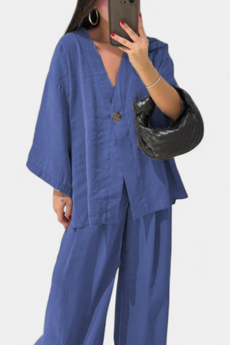 Eli Completo Oversize con Top a V e Pantaloni Dritti