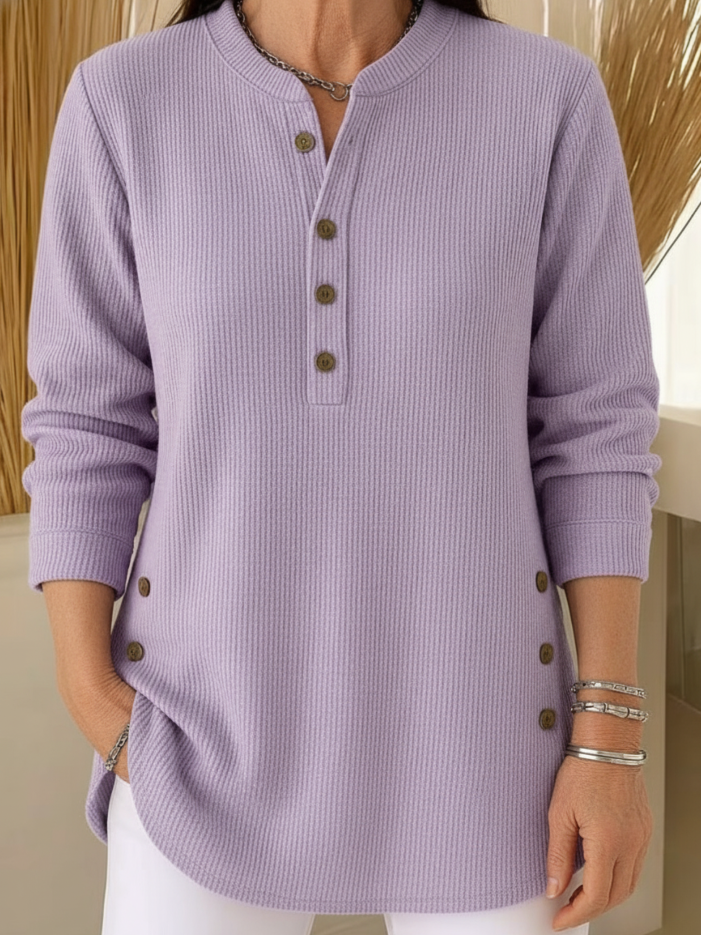 Colette | Maglione Lungo Morbido con Bottoni Raffinati