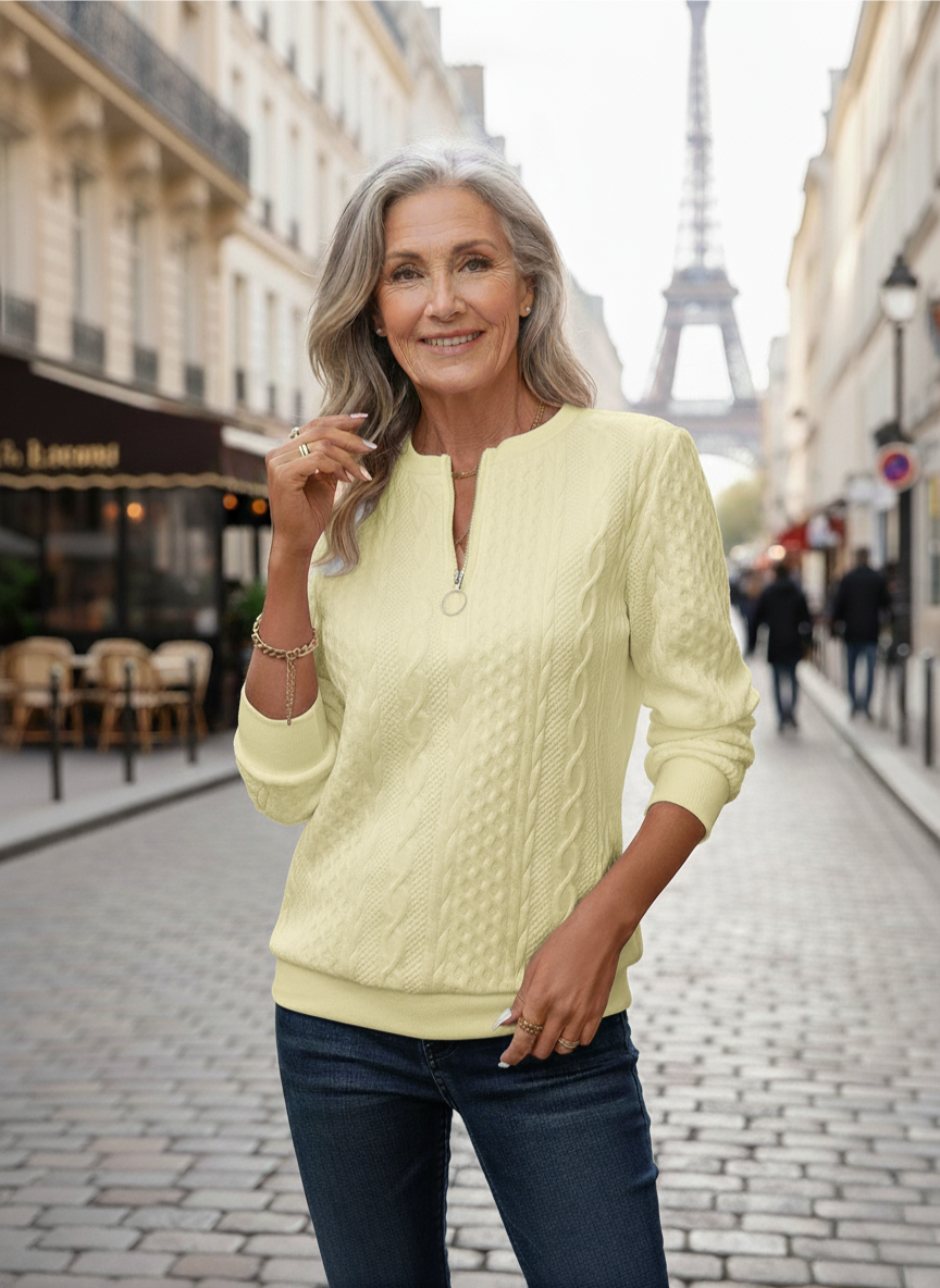 Estelle | Maglione Bianco con Collo Zip Elegante