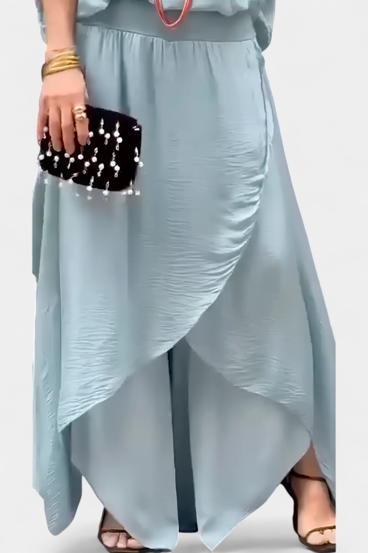 Meraviglia Completo Fluido di Due Pezzi con Top Largo e Gonna Asimmetrica