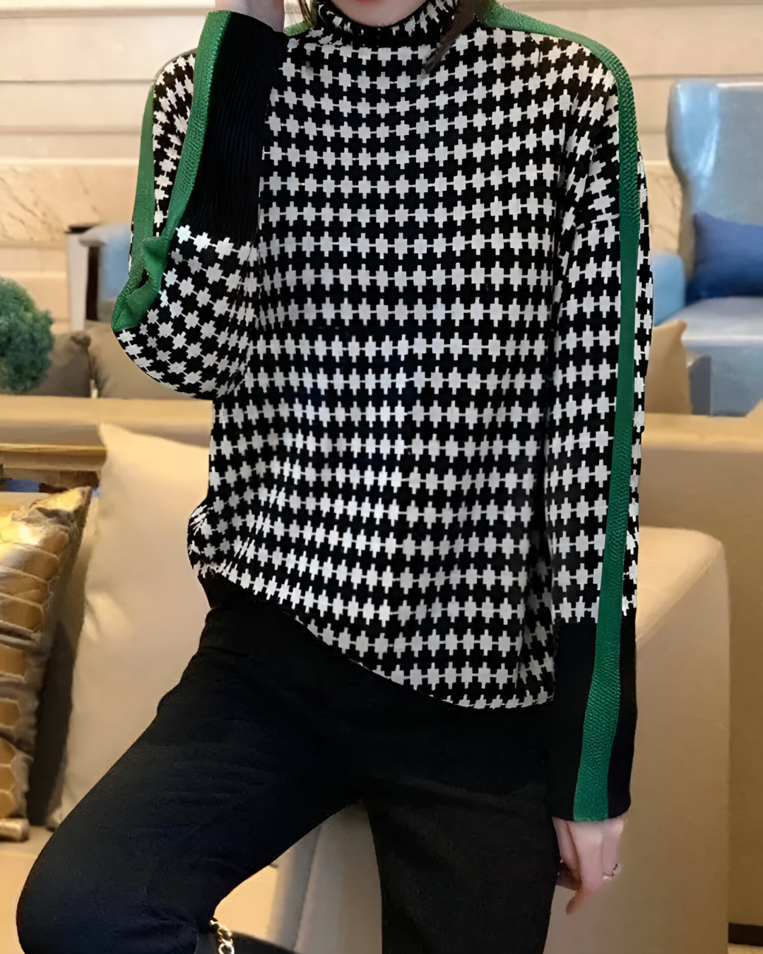 Gabrielle | Maglione Motivo Diamante con Collo Alto