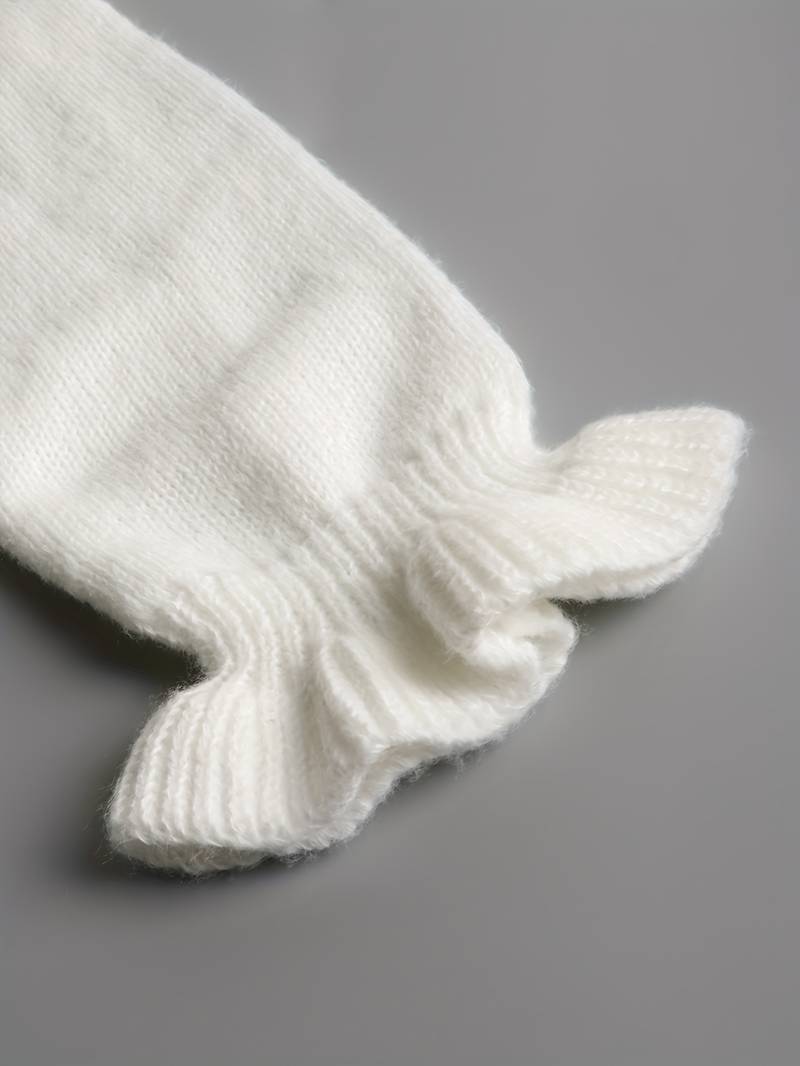 Amandine | Maglione Bianco con Volant a Contrasto