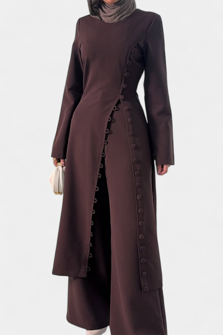 Melissa Set Casual Morbido con Blusa a Bottoni e Pantaloni Lunghi