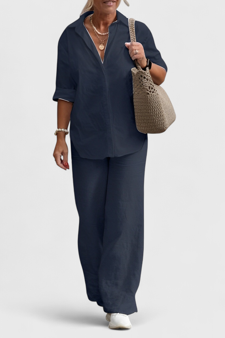 Skye Set di Due Pezzi in Lino e Cotone con Silhouette Relaxed