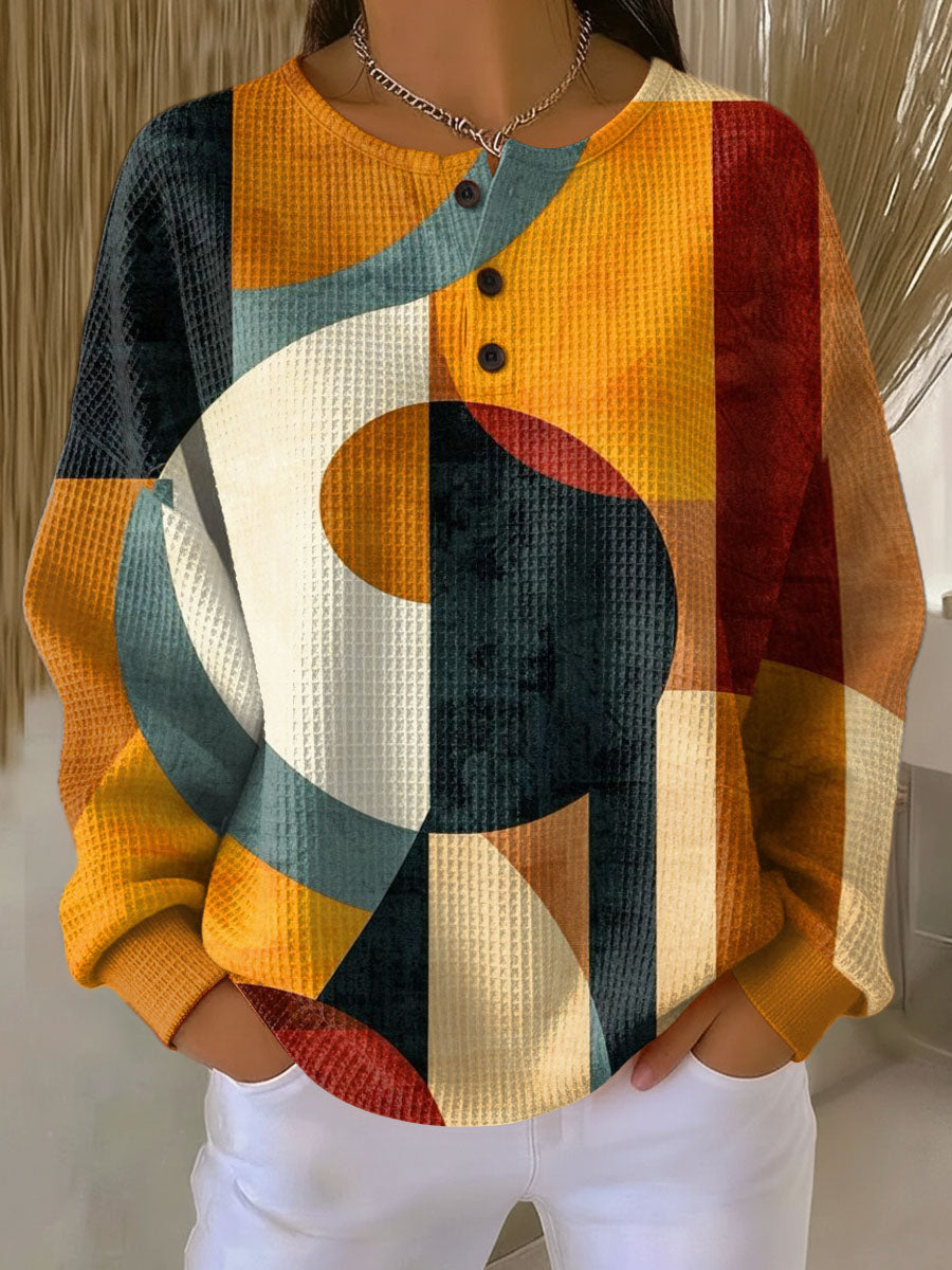 Lærke | Maglione a V con Motivo Geometrico