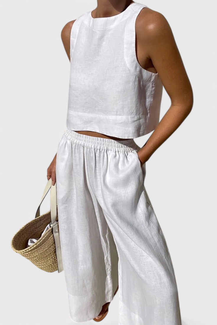 Avelina Conjunto Minimalista in Cotone e Lino Leggero