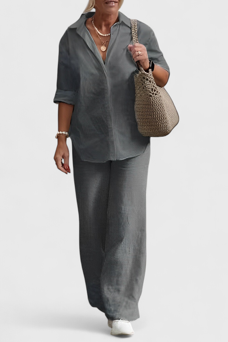 Skye Set di Due Pezzi in Lino e Cotone con Silhouette Relaxed