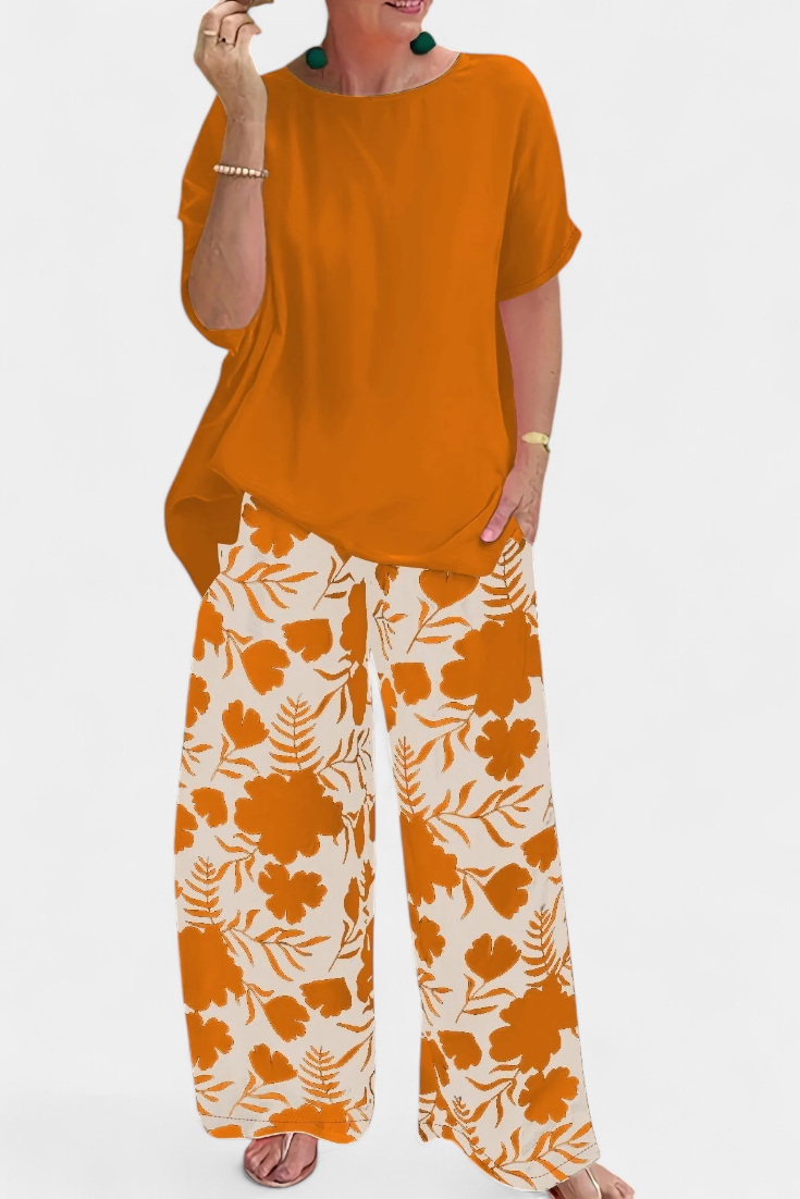 Aivy Completo Floreale a Due Pezzi con Tocco Rilassato