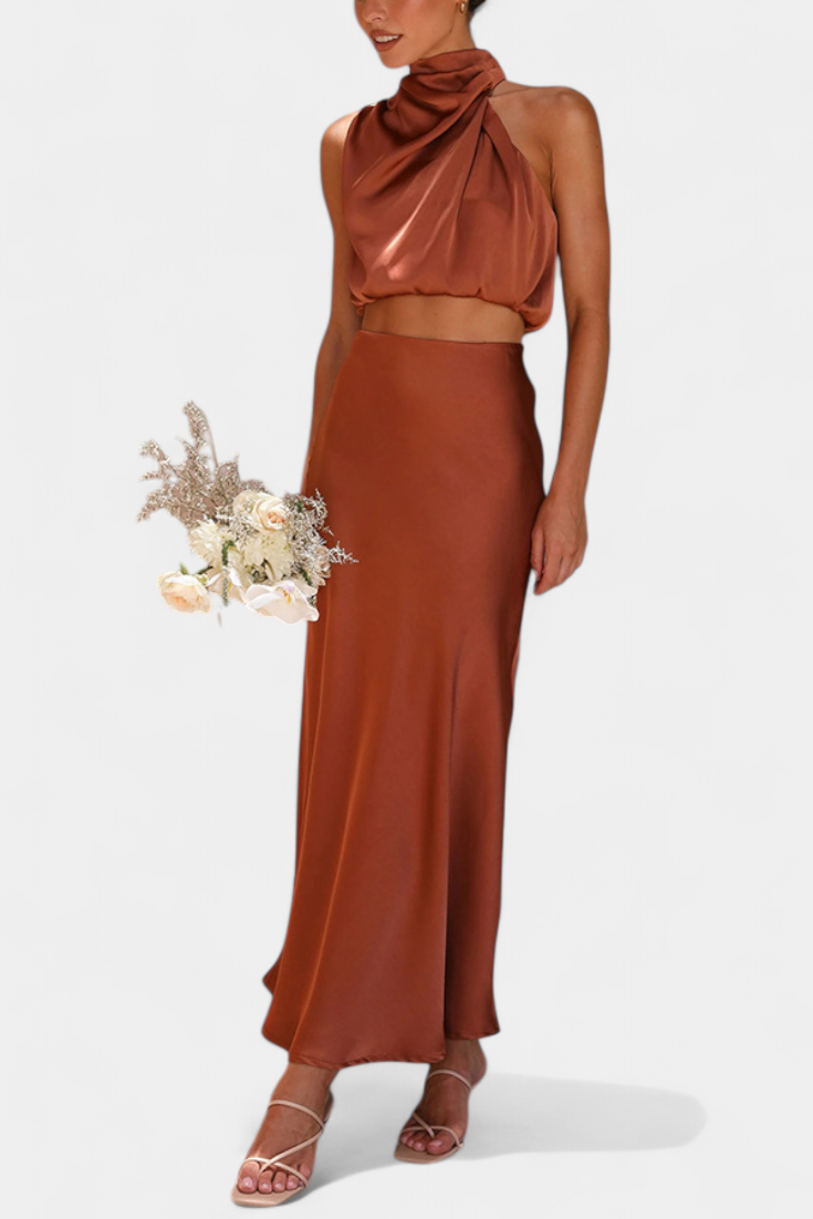 Hanna Set Drappeggiato con Gonna Senza Schiena