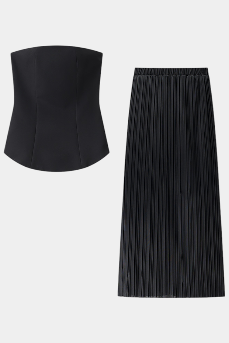 Clarita Set di Due Pezzi Plissettato Senza Spalline