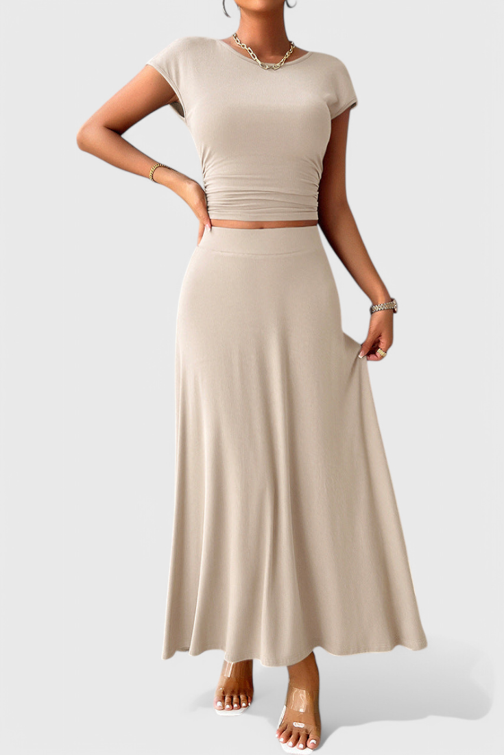 Top Corto Arricciato Anastasia & Gonna Fluida Coordinata