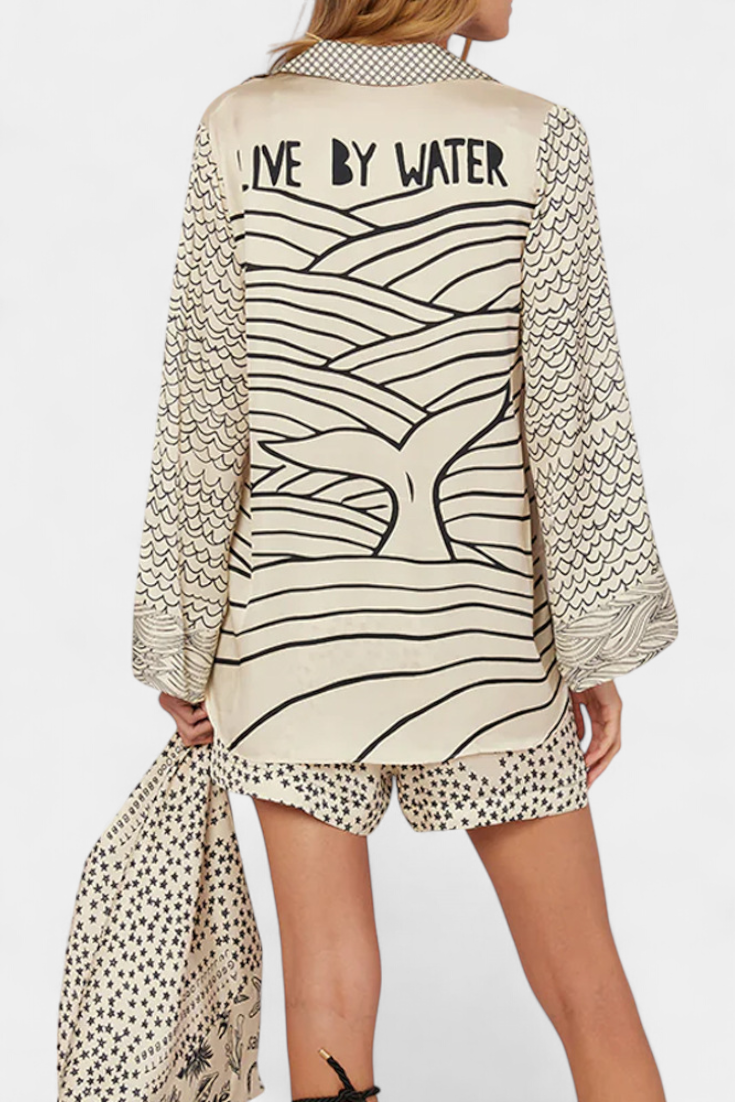 Amalia Completo Camicetta Stampata con Pantaloni Corti Elasticizzati