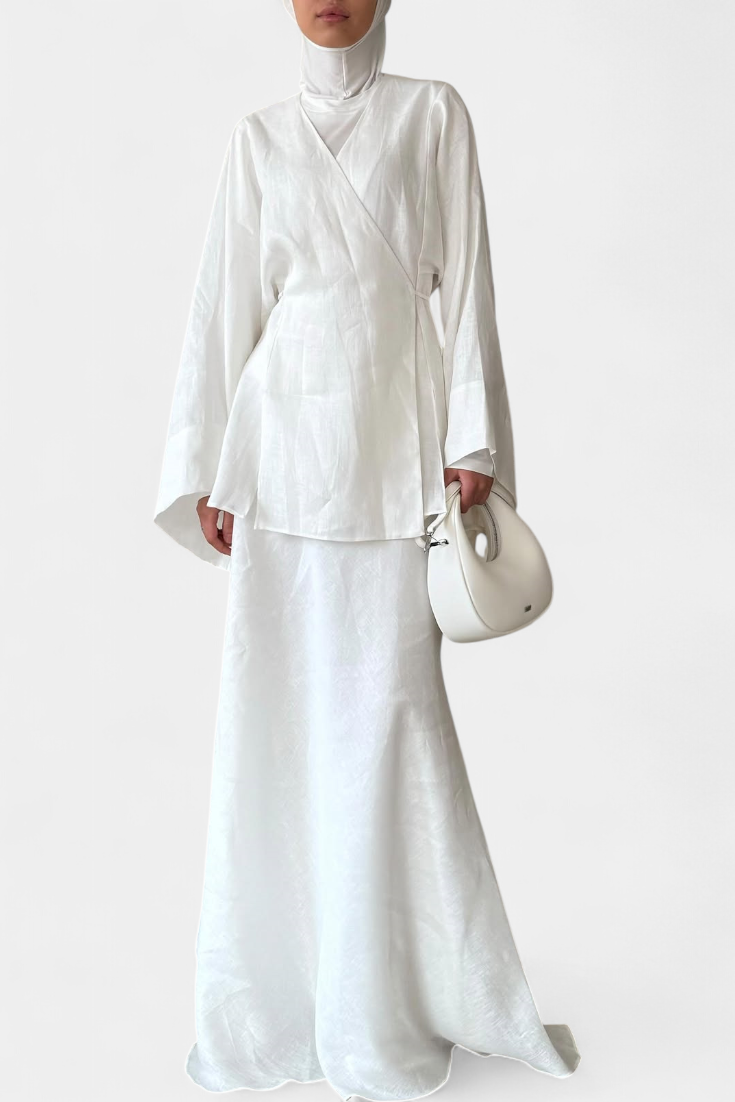 Zelda Completo Camicia con Scollatura a V e Gonna con Spacco