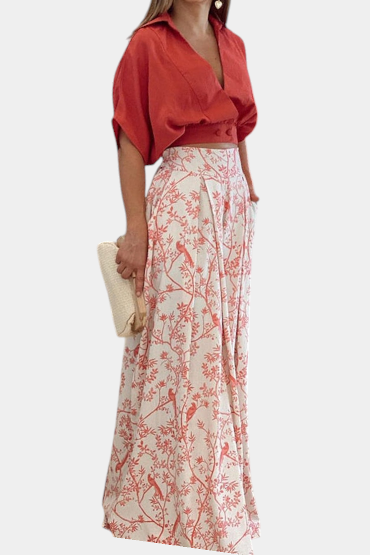 Completo Boho con Collo a V e Gamba Larga