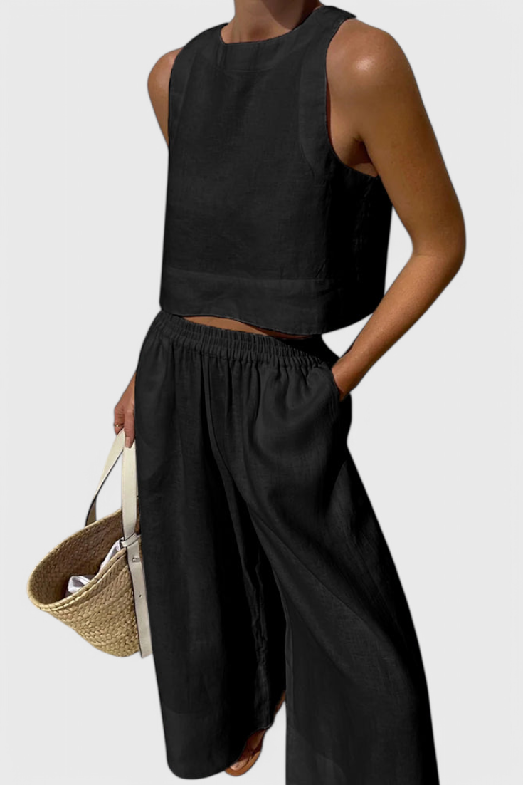 Avelina Conjunto Minimalista in Cotone e Lino Leggero