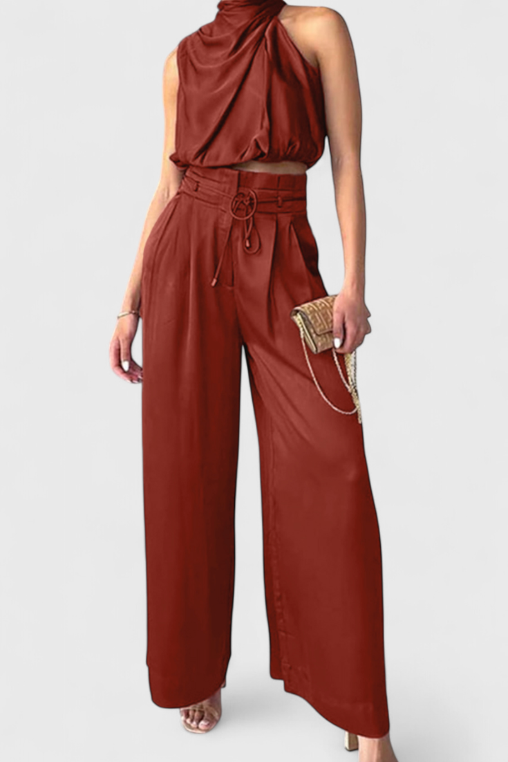 Helira Completo Due Pezzi con Top Fluido e Pantaloni Palazzo