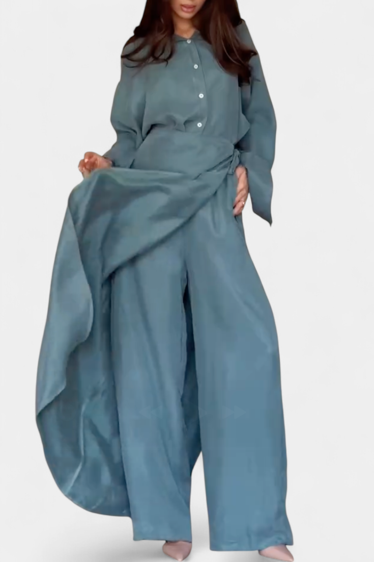 Marisol Completo Casual con Camicia Larga e Pantaloni Gonna