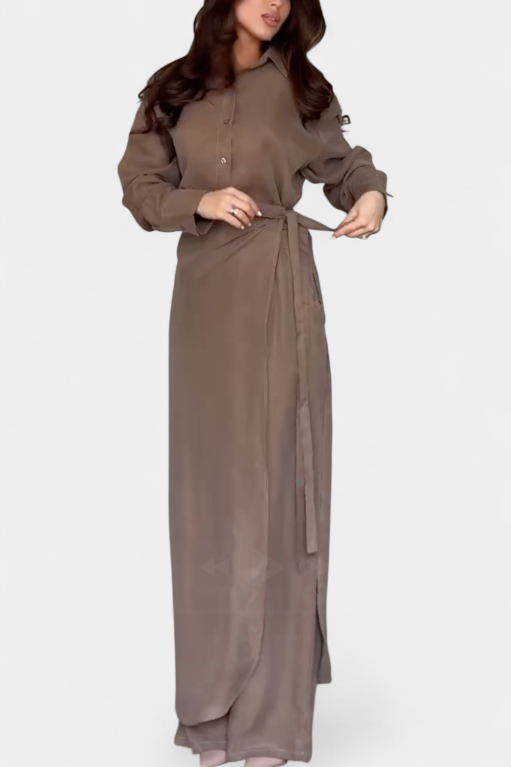 Marisol Completo Casual con Camicia Larga e Pantaloni Gonna