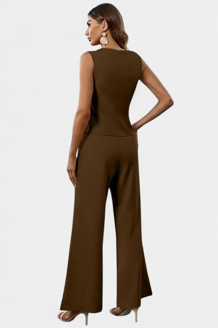 Heskia Completo di Gilet Senza Maniche e Pantaloni a Gamba Larga