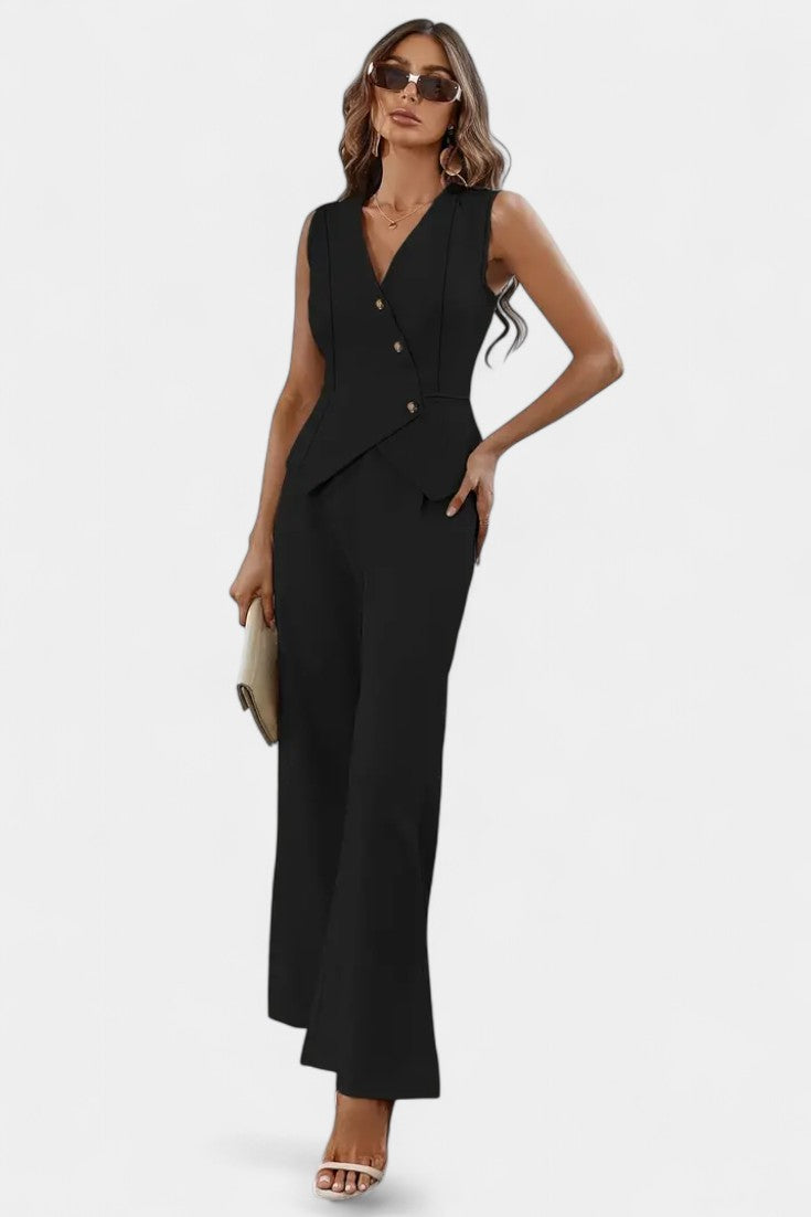 Heskia Completo di Gilet Senza Maniche e Pantaloni a Gamba Larga