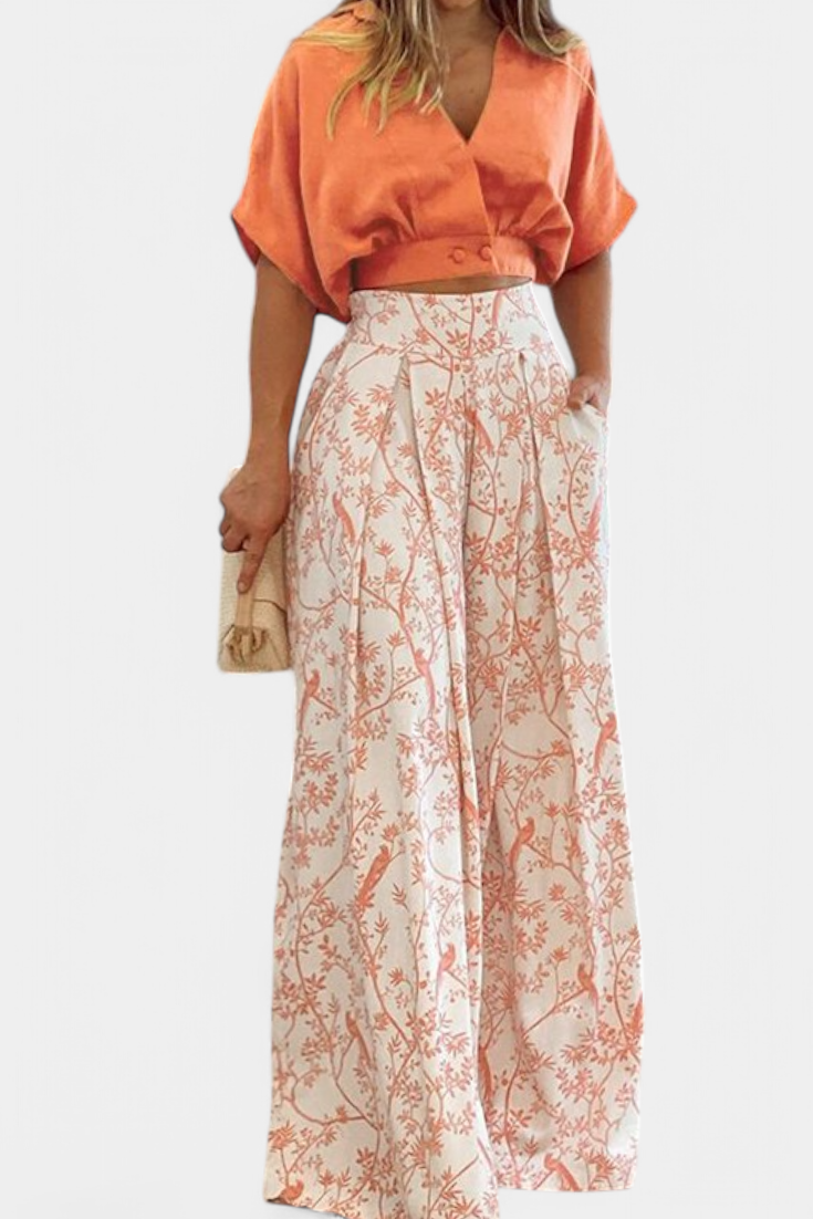 Completo Boho con Collo a V e Gamba Larga