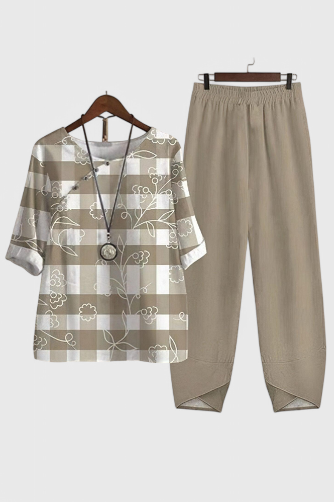 Ursula Completo Chic di Camicia e Pantaloni con Stile Rilassato